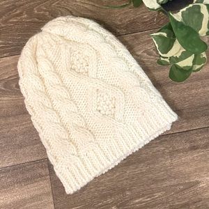 Knit sparkle weave beanie - cream, silver sparkle